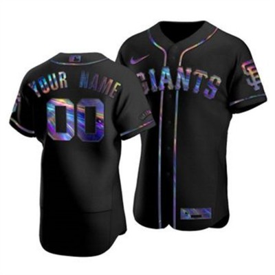San Francisco Giants Custom Men's Nike Iridescent Holographic Collection MLB Jersey Black